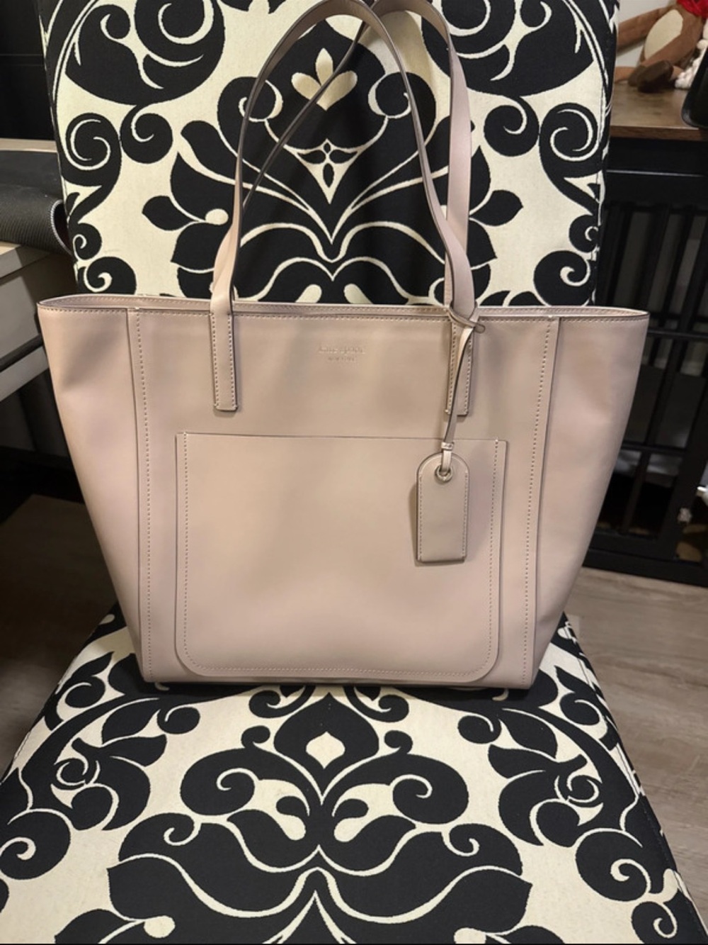 Kate Spade Pale Pink Leather Tote with Front Pocket